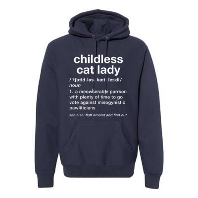 Kam47a 4 Usa Childless Cat Lady Funny Dictionary For 2024 President Kamalaharris Premium Hoodie