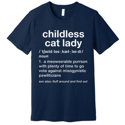 Kam47a 4 Usa Childless Cat Lady Funny Dictionary For 2024 President Kamalaharris Premium T-Shirt