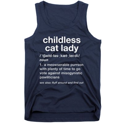 Kam47a 4 Usa Childless Cat Lady Funny Dictionary For 2024 President Kamalaharris Tank Top