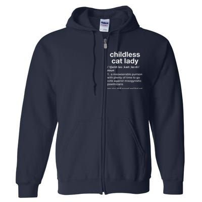 Kam47a 4 Usa Childless Cat Lady Funny Dictionary For 2024 President Kamalaharris Full Zip Hoodie