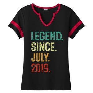 Kids 4 Years Old Legend Since July 2019 4th Birthday Ladies Halftime Notch Neck Tee