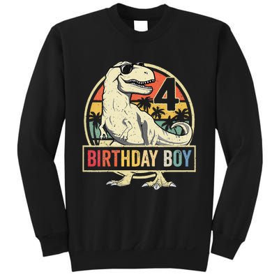 Kids 4 Year Old 4th Birthday Boy T Rex Dinosaur Sweatshirt