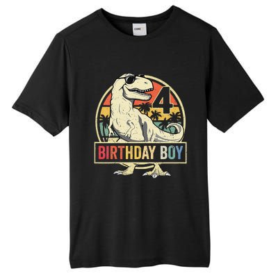 Kids 4 Year Old 4th Birthday Boy T Rex Dinosaur Tall Fusion ChromaSoft Performance T-Shirt