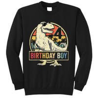 Kids 4 Year Old 4th Birthday Boy T Rex Dinosaur Tall Sweatshirt