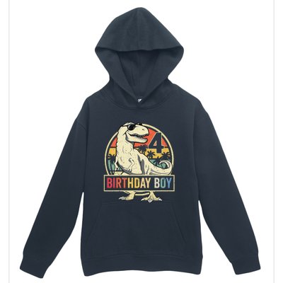 Kids 4 Year Old 4th Birthday Boy T Rex Dinosaur Urban Pullover Hoodie