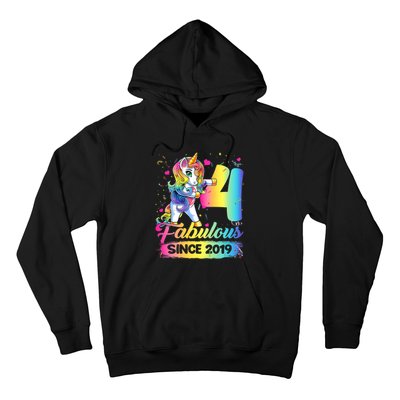 Kids 4 Years Old Unicorn Flossing 4th Birthday Girl Unicorn Party Hoodie