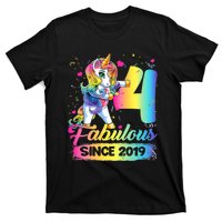 Kids 4 Years Old Unicorn Flossing 4th Birthday Girl Unicorn Party T-Shirt