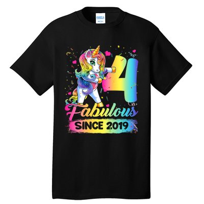 Kids 4 Years Old Unicorn Flossing 4th Birthday Girl Unicorn Party Tall T-Shirt