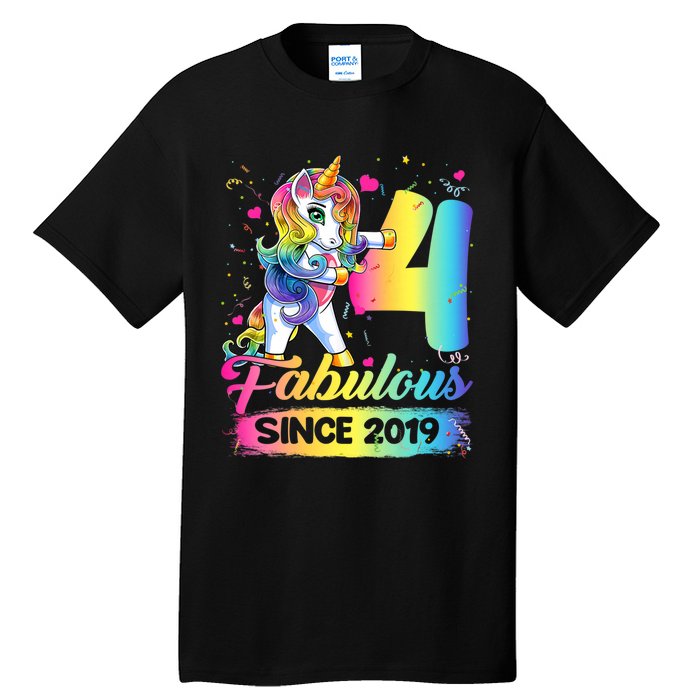 Kids 4 Years Old Unicorn Flossing 4th Birthday Girl Unicorn Party Tall T-Shirt