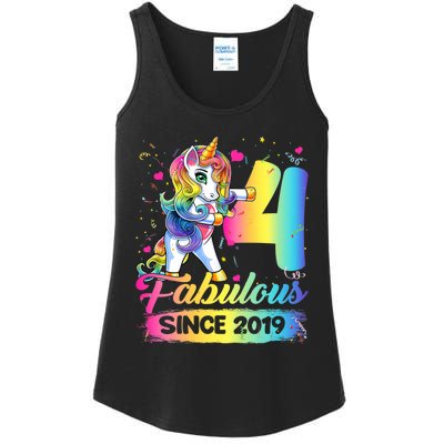 Kids 4 Years Old Unicorn Flossing 4th Birthday Girl Unicorn Party Ladies Essential Tank