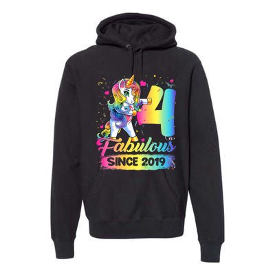 Kids 4 Years Old Unicorn Flossing 4th Birthday Girl Unicorn Party Premium Hoodie