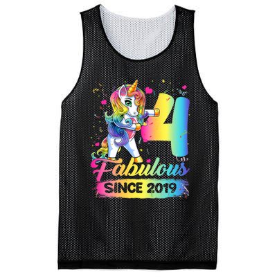 Kids 4 Years Old Unicorn Flossing 4th Birthday Girl Unicorn Party Mesh Reversible Basketball Jersey Tank