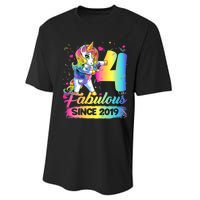 Kids 4 Years Old Unicorn Flossing 4th Birthday Girl Unicorn Party Performance Sprint T-Shirt