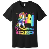 Kids 4 Years Old Unicorn Flossing 4th Birthday Girl Unicorn Party Premium T-Shirt