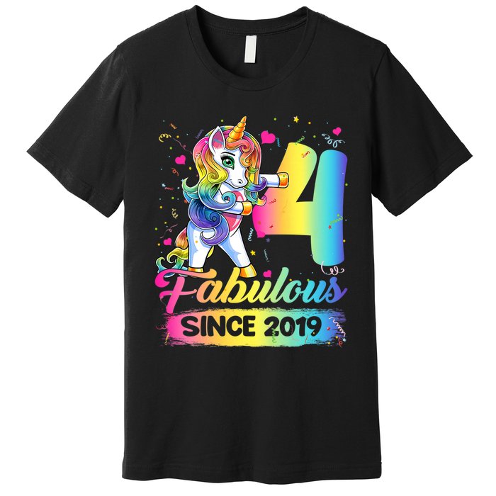 Kids 4 Years Old Unicorn Flossing 4th Birthday Girl Unicorn Party Premium T-Shirt