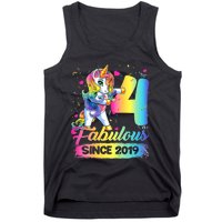 Kids 4 Years Old Unicorn Flossing 4th Birthday Girl Unicorn Party Tank Top