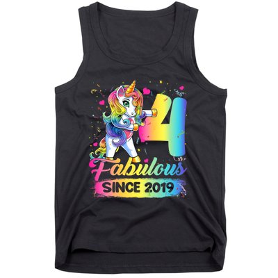 Kids 4 Years Old Unicorn Flossing 4th Birthday Girl Unicorn Party Tank Top