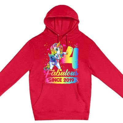 Kids 4 Years Old Unicorn Flossing 4th Birthday Girl Unicorn Party Premium Pullover Hoodie