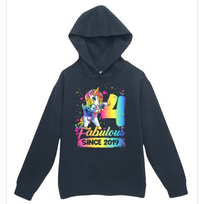 Kids 4 Years Old Unicorn Flossing 4th Birthday Girl Unicorn Party Urban Pullover Hoodie