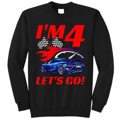 Kids 4 Year Old 4th Racing Racecar Birthday Party Sweatshirt