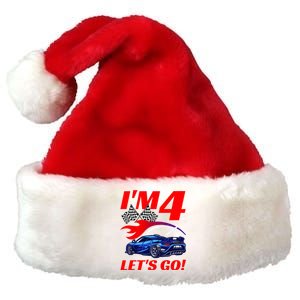 Kids 4 Year Old 4th Racing Racecar Birthday Party Premium Christmas Santa Hat