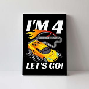 Kids 4 Year Old 4th Racing Racecar Birthday Party Canvas