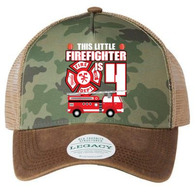 Kids 4 Year Old Firefighter Birthday Party Fire Truck 4th Gift Legacy Tie Dye Trucker Hat