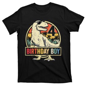 Kids 4 Year Old Shirt 4th Birthday Boy T Rex Dinosaur T-Shirt