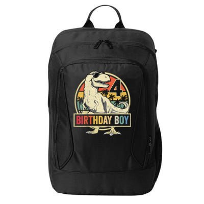 Kids 4 Year Old Shirt 4th Birthday Boy T Rex Dinosaur City Backpack