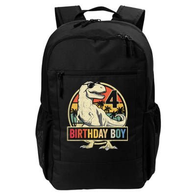 Kids 4 Year Old Shirt 4th Birthday Boy T Rex Dinosaur Daily Commute Backpack