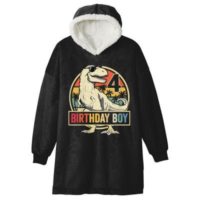 Kids 4 Year Old Shirt 4th Birthday Boy T Rex Dinosaur Hooded Wearable Blanket