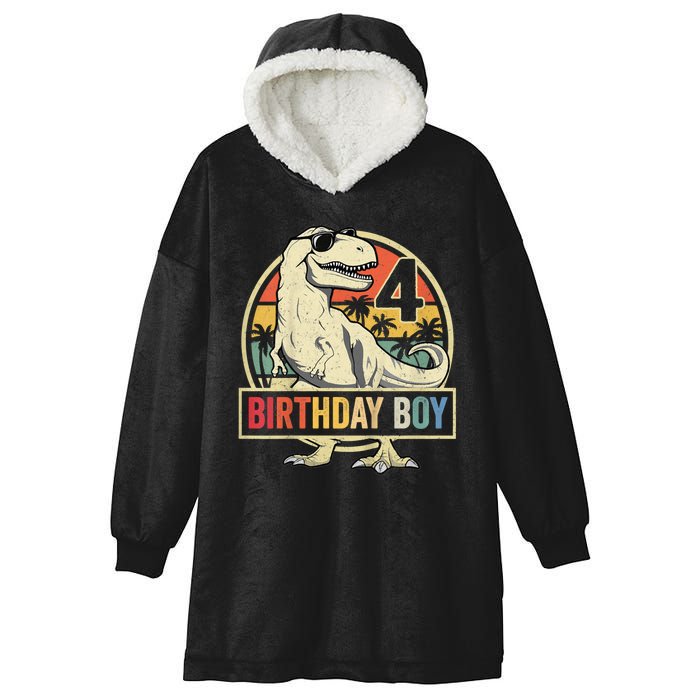 Kids 4 Year Old Shirt 4th Birthday Boy T Rex Dinosaur Hooded Wearable Blanket