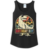 Kids 4 Year Old Shirt 4th Birthday Boy T Rex Dinosaur Ladies Essential Tank