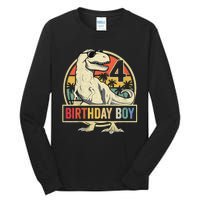 Kids 4 Year Old Shirt 4th Birthday Boy T Rex Dinosaur Tall Long Sleeve T-Shirt