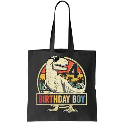 Kids 4 Year Old Shirt 4th Birthday Boy T Rex Dinosaur Tote Bag