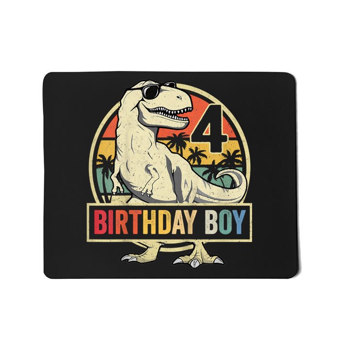 Kids 4 Year Old Shirt 4th Birthday Boy T Rex Dinosaur Mousepad