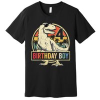 Kids 4 Year Old Shirt 4th Birthday Boy T Rex Dinosaur Premium T-Shirt