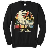 Kids 4 Year Old Shirt 4th Birthday Boy T Rex Dinosaur Tall Sweatshirt