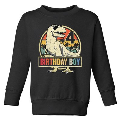 Kids 4 Year Old Shirt 4th Birthday Boy T Rex Dinosaur Toddler Sweatshirt