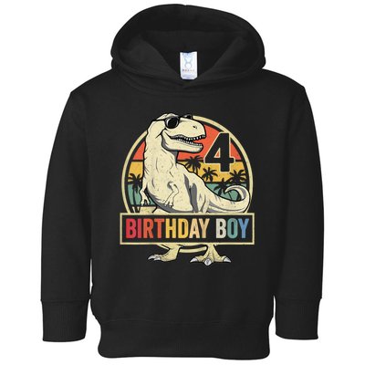 Kids 4 Year Old Shirt 4th Birthday Boy T Rex Dinosaur Toddler Hoodie