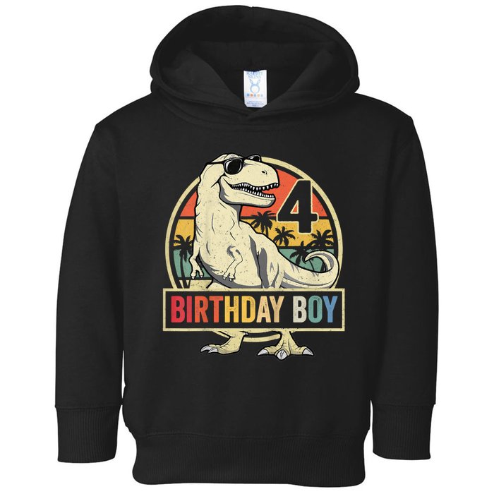 Kids 4 Year Old Shirt 4th Birthday Boy T Rex Dinosaur Toddler Hoodie