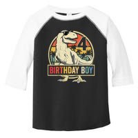 Kids 4 Year Old Shirt 4th Birthday Boy T Rex Dinosaur Toddler Fine Jersey T-Shirt