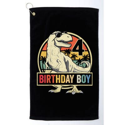 Kids 4 Year Old Shirt 4th Birthday Boy T Rex Dinosaur Platinum Collection Golf Towel