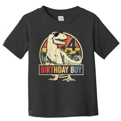 Kids 4 Year Old Shirt 4th Birthday Boy T Rex Dinosaur Toddler T-Shirt