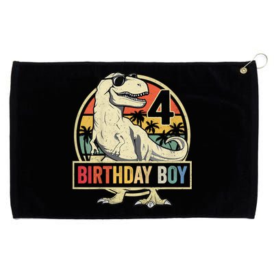 Kids 4 Year Old Shirt 4th Birthday Boy T Rex Dinosaur Grommeted Golf Towel