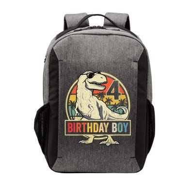 Kids 4 Year Old Shirt 4th Birthday Boy T Rex Dinosaur Vector Backpack