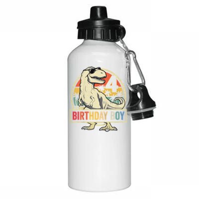 Kids 4 Year Old Shirt 4th Birthday Boy T Rex Dinosaur Aluminum Water Bottle