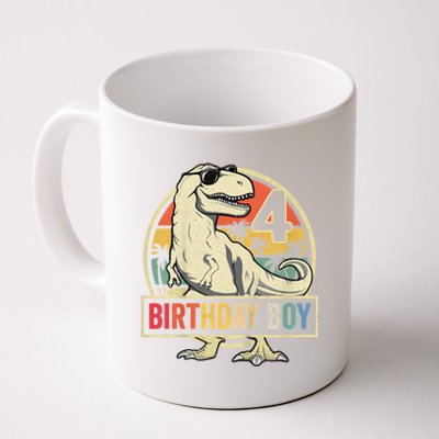 Kids 4 Year Old Shirt 4th Birthday Boy T Rex Dinosaur Coffee Mug