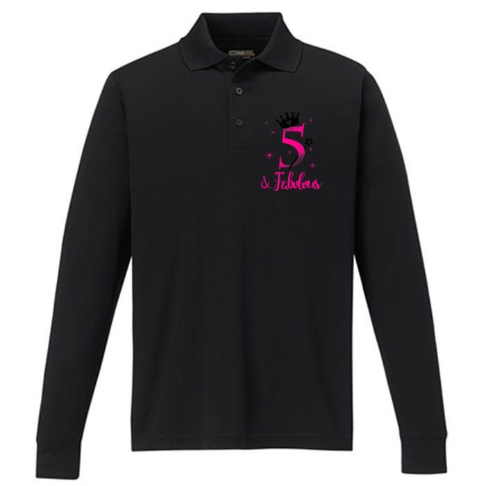 Kid 5 And Fabulous (Five) - 5th Birthday Performance Long Sleeve Polo