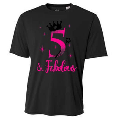 Kid 5 And Fabulous (Five) - 5th Birthday Cooling Performance Crew T-Shirt